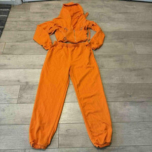 Women's Love Highlight Orange Cropped Hoodie & Joggers Set L